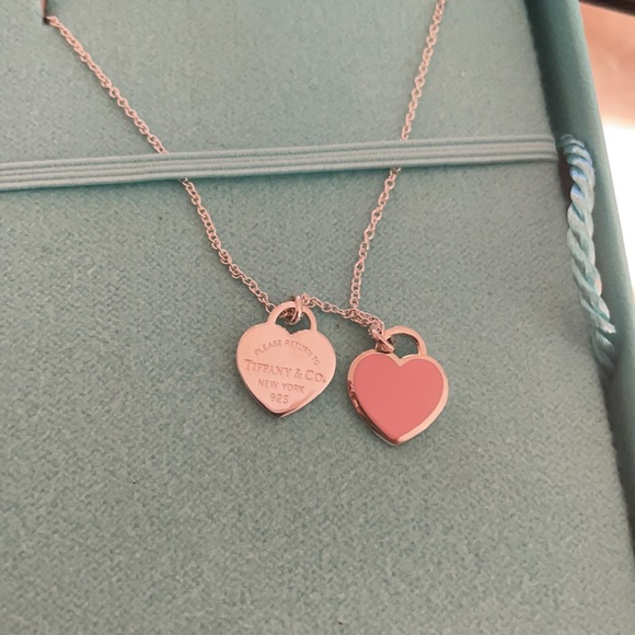 Pink Double Heart Tag Pendant - Picture 3 of 8
